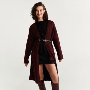 MANGO - Pocket Knit Cardigan in Wine (NWT)